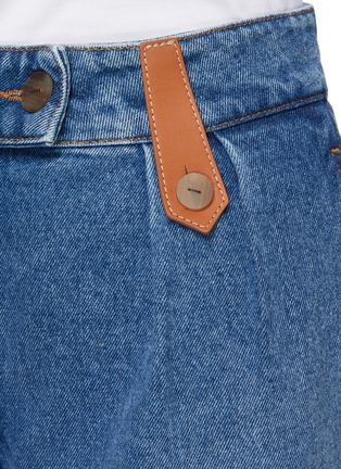  - LOEWE - Leather detail denim shorts