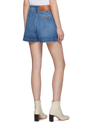 Back View - Click To Enlarge - LOEWE - Leather detail denim shorts