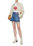 Figure View - Click To Enlarge - LOEWE - Leather detail denim shorts