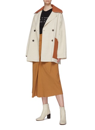 Figure View - Click To Enlarge - LOEWE - Leather detail voluminous trapeze jacket