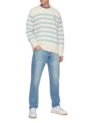 Figure View - Click To Enlarge - ACNE STUDIOS - Face Logo Embroidered Striped Wool Sweater