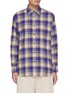 Main View - Click To Enlarge - ACNE STUDIOS - Face Logo Embroidered Patch Plaid Flannel Shirt