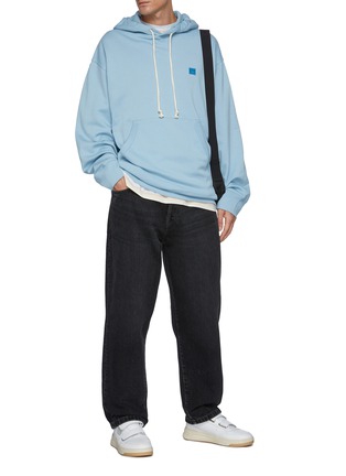 Figure View - Click To Enlarge - ACNE STUDIOS - Contrast Drawstring Face Patch Cotton Hoodie