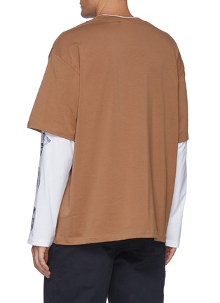 Back View - Click To Enlarge - ACNE STUDIOS - Double Layer Rhinestone Motif Cotton T-shirt