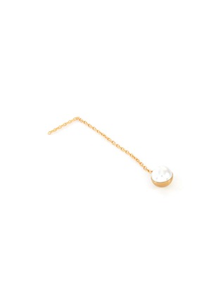 Detail View - Click To Enlarge - SHIHARA - Half pearl' 18k gold chain drop earring