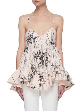 Main View - Click To Enlarge - ALEXANDER MCQUEEN - Meadow Print Ruffle Hem Tank Top