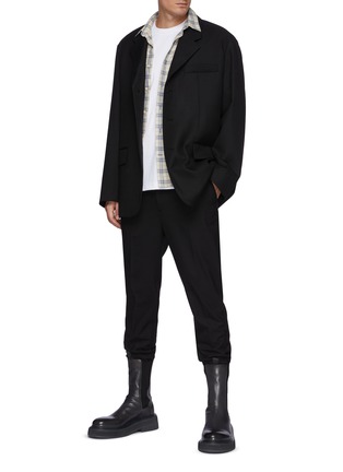 Figure View - Click To Enlarge - SOLID HOMME - Elastic Waist Cuff Slit Pants