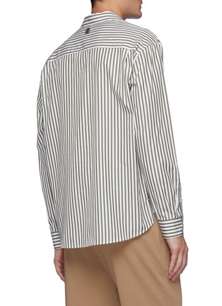 Back View - Click To Enlarge - SOLID HOMME - Striped Half Placket Open Collar Shirt