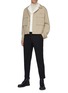 Figure View - Click To Enlarge - SOLID HOMME - Fleece Wool Tapered Waist Zip Detail Classic Trouser