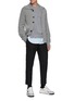 Figure View - Click To Enlarge - SOLID HOMME - Tapered Waist Buckle Detail Asymmetrical Hem Pants