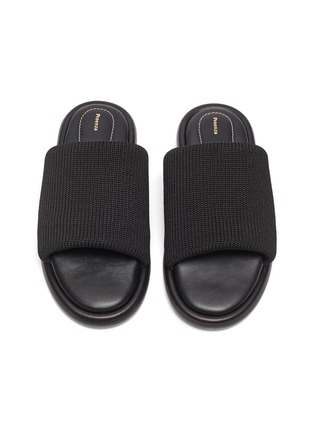 Detail View - Click To Enlarge - PROENZA SCHOULER - Rib knit leather slides