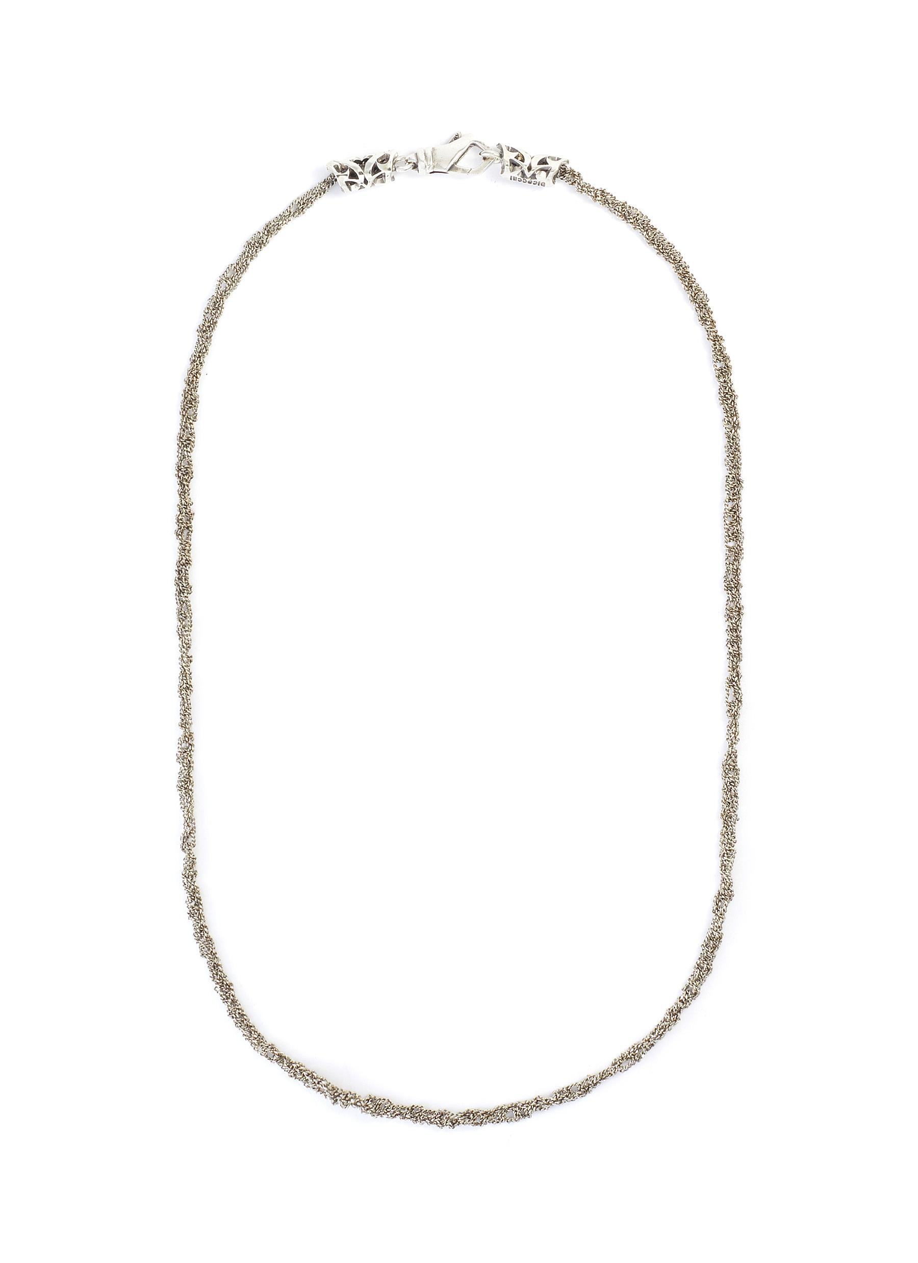 Emanuele Bicocchi Sterling Silver Crochet Chain Necklace In Metallic