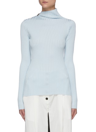 Main View - Click To Enlarge - PROENZA SCHOULER - Gathered Neck Button Detail Rib Sweater