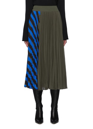 Main View - Click To Enlarge - PROENZA SCHOULER - Stripe panel pleated midi skirt