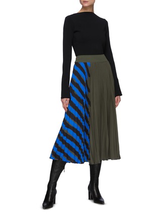 Figure View - Click To Enlarge - PROENZA SCHOULER - Stripe panel pleated midi skirt