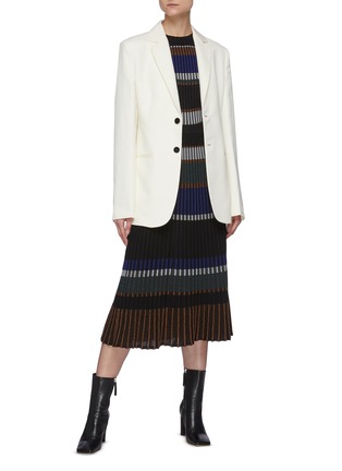 Figure View - Click To Enlarge - PROENZA SCHOULER - Horizontal Stripe Pleated Rib Knit Sweater