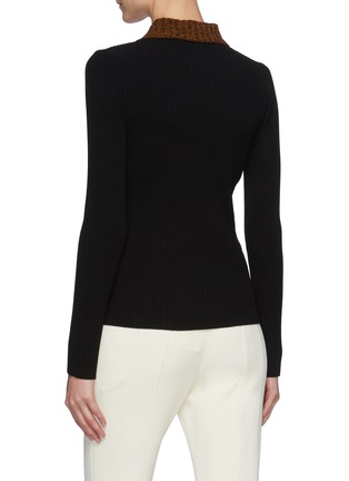 Back View - Click To Enlarge - PROENZA SCHOULER - Contrasting Collar Ribbed Knit Polo Shirt