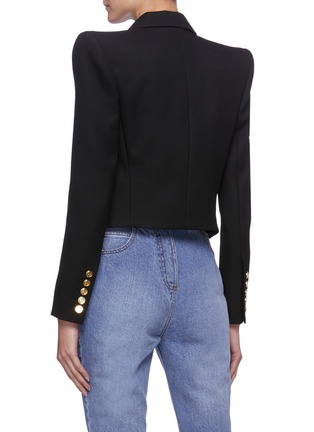 Back View - Click To Enlarge - BALMAIN - Monogram embroidered patch crop blazer