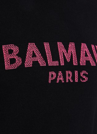 - BALMAIN - Logo intarsia shoulder pad sweater