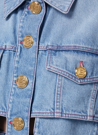  - BALMAIN - Golden button crop denim jacket
