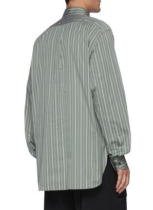 Back View - Click To Enlarge - DRIES VAN NOTEN - Cannon' Front Silk Scarf Patchwork Striped Cotton Shirt