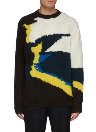 Main View - Click To Enlarge - DRIES VAN NOTEN - Abstract Graphic Intarsia Merino Wool Blend Knit Jumper