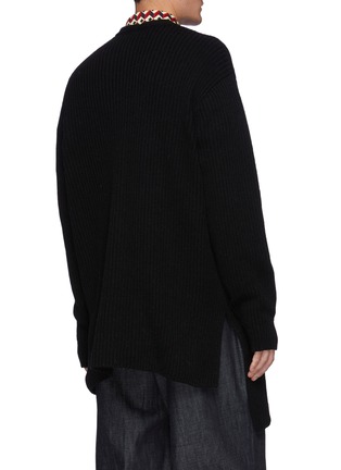 Back View - Click To Enlarge - DRIES VAN NOTEN - Timo' Relaxed Fit Ribbed Knit Cardigan With Shortened Back Hem