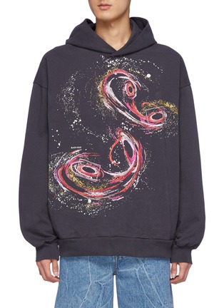 Main View - Click To Enlarge - ACNE STUDIOS - Black Hole Graphic Print Cotton Oversized Drawstring Hoodie