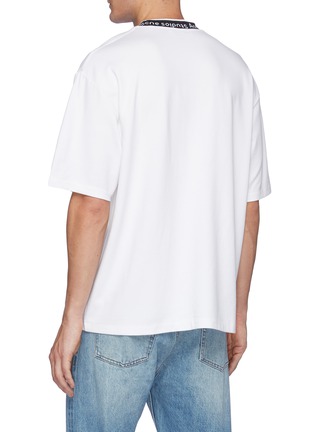 Back View - Click To Enlarge - ACNE STUDIOS - Logo Jacquard Collar Cotton T-Shirt