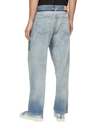 Back View - Click To Enlarge - ACNE STUDIOS - Belted Patchwork Loose Fit Denim Jeans