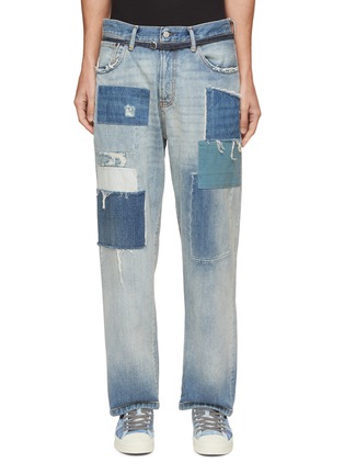 Main View - Click To Enlarge - ACNE STUDIOS - Belted Patchwork Loose Fit Denim Jeans