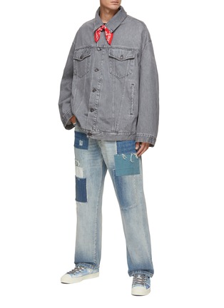 Figure View - Click To Enlarge - ACNE STUDIOS - Belted Patchwork Loose Fit Denim Jeans