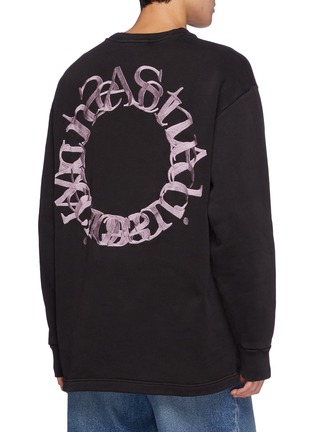 Back View - Click To Enlarge - ACNE STUDIOS - Circle Black Logo Embroidery Cotton Crewneck Sweatshirt