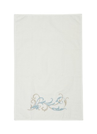 Main View - Click To Enlarge - FRETTE - Tracery Embroidery Hand Towel — Savage Beige & Turquoise