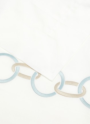 Detail View - Click To Enlarge - FRETTE - Links Embroidered King Size Duvet Set — SAVAGE BEIGE/TURQUOISE
