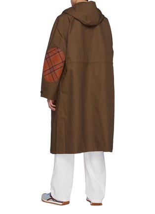 Back View - Click To Enlarge - JW ANDERSON - Cotton Long Parka With Contrasting Elbow Patch and Chest Pocket