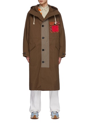Main View - Click To Enlarge - JW ANDERSON - Cotton Long Parka With Contrasting Elbow Patch and Chest Pocket