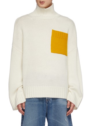 Main View - Click To Enlarge - JW ANDERSON - Merino Wool Turtleneck Jumper With Contrasting Patch Pocket