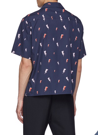Back View - Click To Enlarge - NEIL BARRETT - All Over Comic Styled Thunderbolt Print Cotton Short Sleeved Shirt