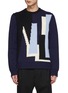 Main View - Click To Enlarge - NEIL BARRETT - Abstract Colour Blocking Chunky Wool Knit Sweater