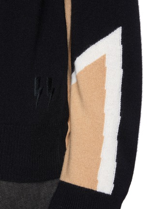  - NEIL BARRETT - Tri Coloured Modernist Thunderbolt Cashmere Wool Blend Knit Sweater