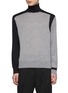 Main View - Click To Enlarge - NEIL BARRETT - Asymmetric Colour Blocking Wool Knit Turtleneck Sweater