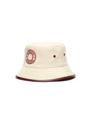 Main View - Click To Enlarge - BURBERRY - Leather Trim Logo Canvas Bucket Hat