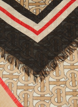 Detail View - Click To Enlarge - BURBERRY - Monogram Check Eyelash Fringe wool-silk blend Scarf