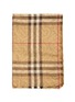 Detail View - Click To Enlarge - BURBERRY - Overlap Monogram Plaid Check Eyelash Fringe silk-wool blend Scarf