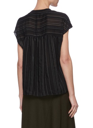 Back View - Click To Enlarge - VINCE - Drapey stripe band collar popover