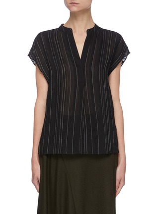 Main View - Click To Enlarge - VINCE - Drapey stripe band collar popover