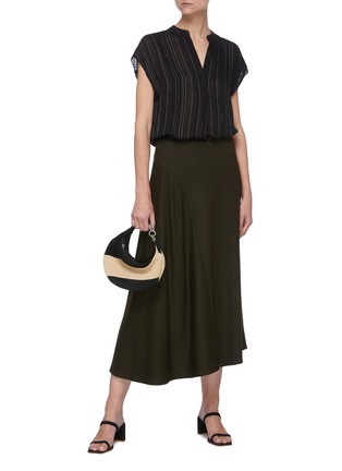 Figure View - Click To Enlarge - VINCE - Drapey stripe band collar popover