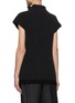 Back View - Click To Enlarge - THE ROW - Centre Slit Cap Sleeved Mock Neck Cotton Blend Ribbed Knit Top