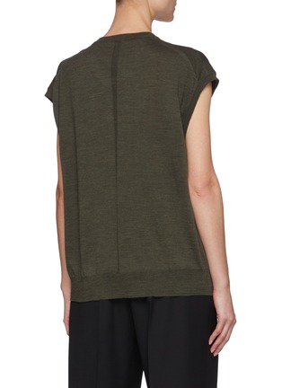 Back View - Click To Enlarge - THE ROW - Cap Sleeved V Neck Merino Wool Knit Top